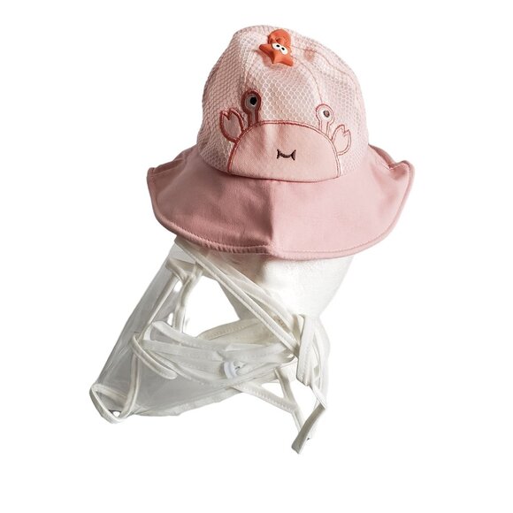 Girl's Bucket Sun Cap with Clear Mask Lot of 2 Pink - Picture 11 of 12